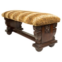 French Art Deco Faux Leopard Bench