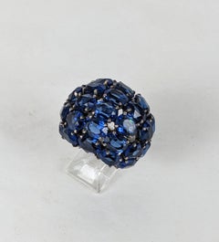 Anello Art Deco francese con zaffiro finto