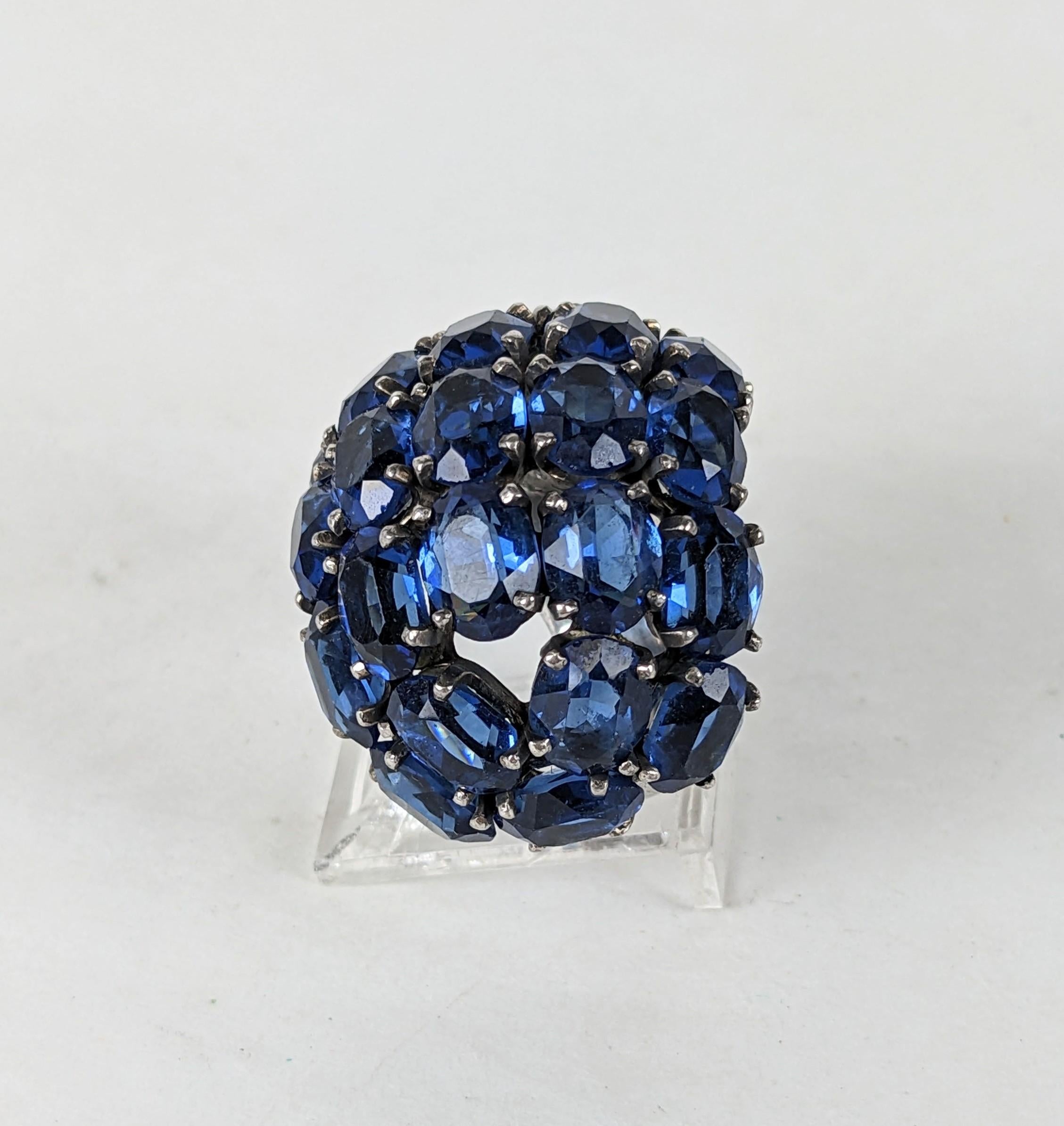 French Art Deco Faux Sapphire Ring In Good Condition For Sale In New York, NY