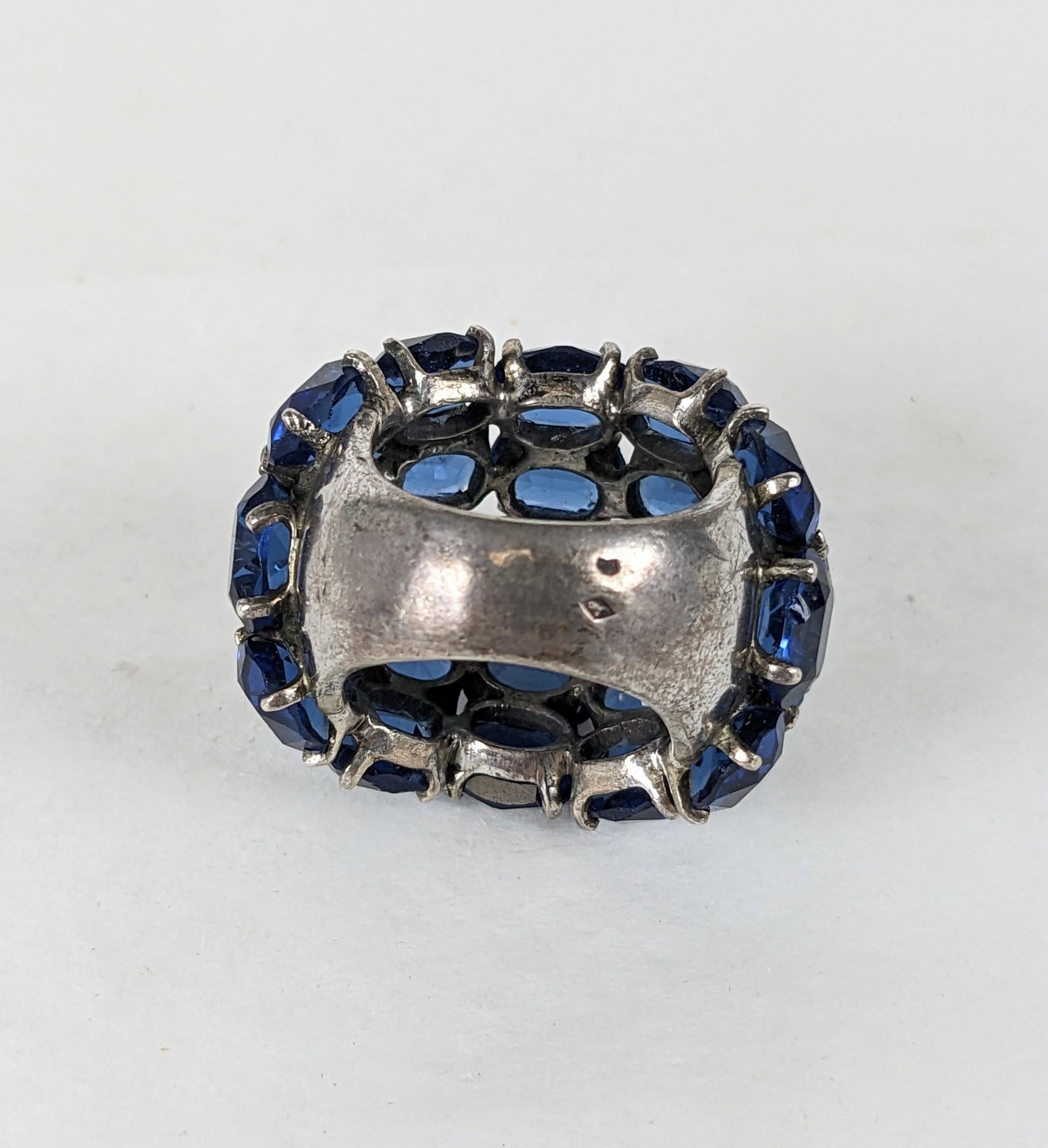 French Art Deco Faux Sapphire Ring For Sale 1