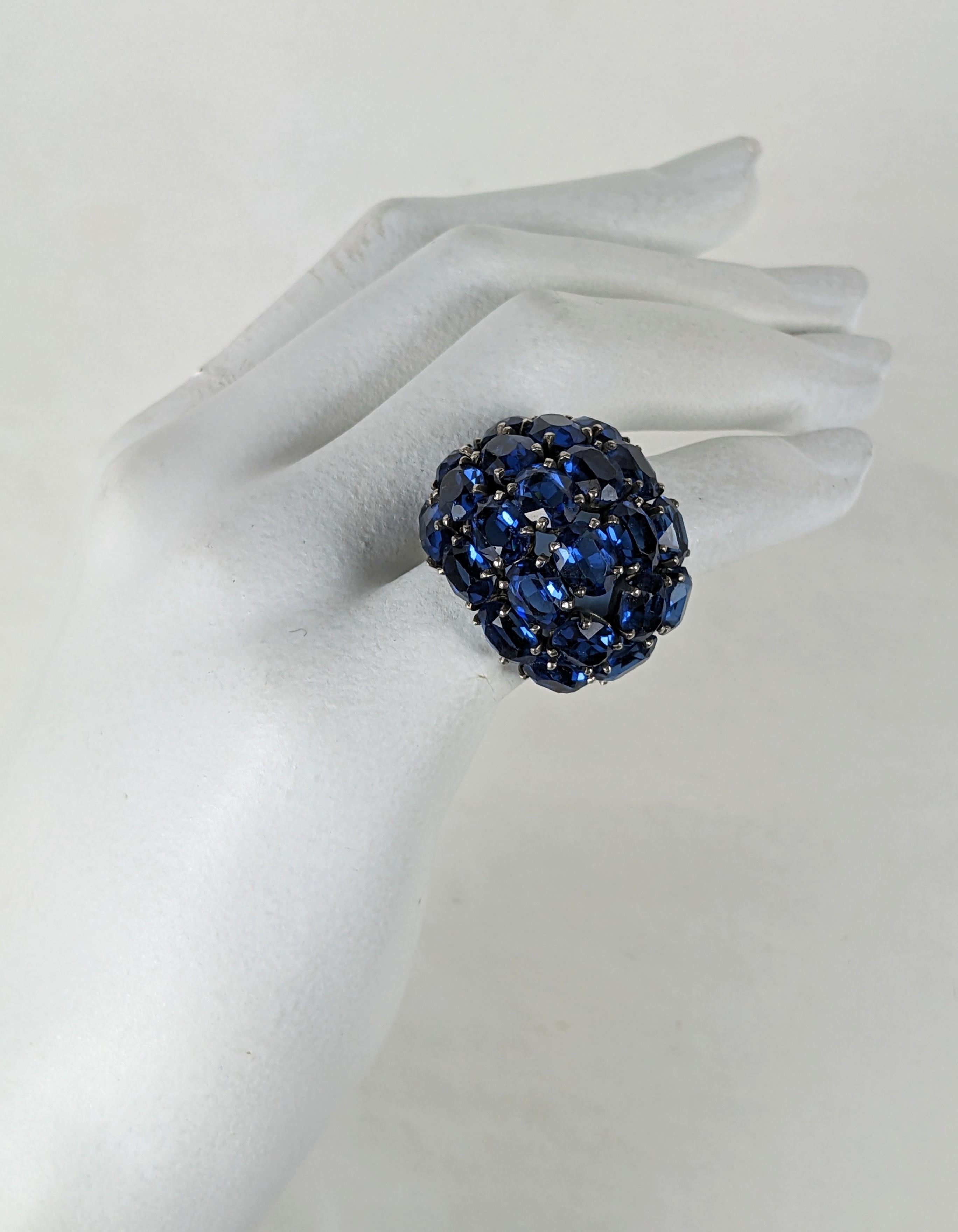 French Art Deco Faux Sapphire Ring For Sale 2