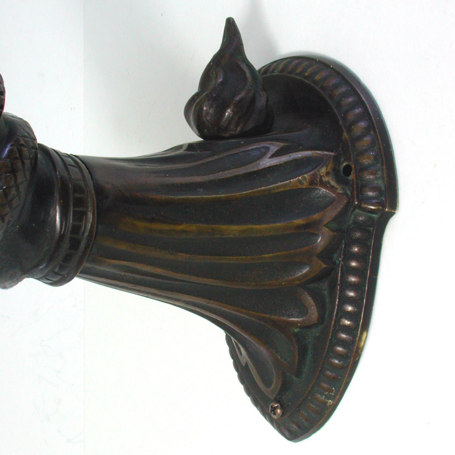 French Art Deco Figural Lady and Snake Bronze and Glass Wall Light Sconce 1920s 1