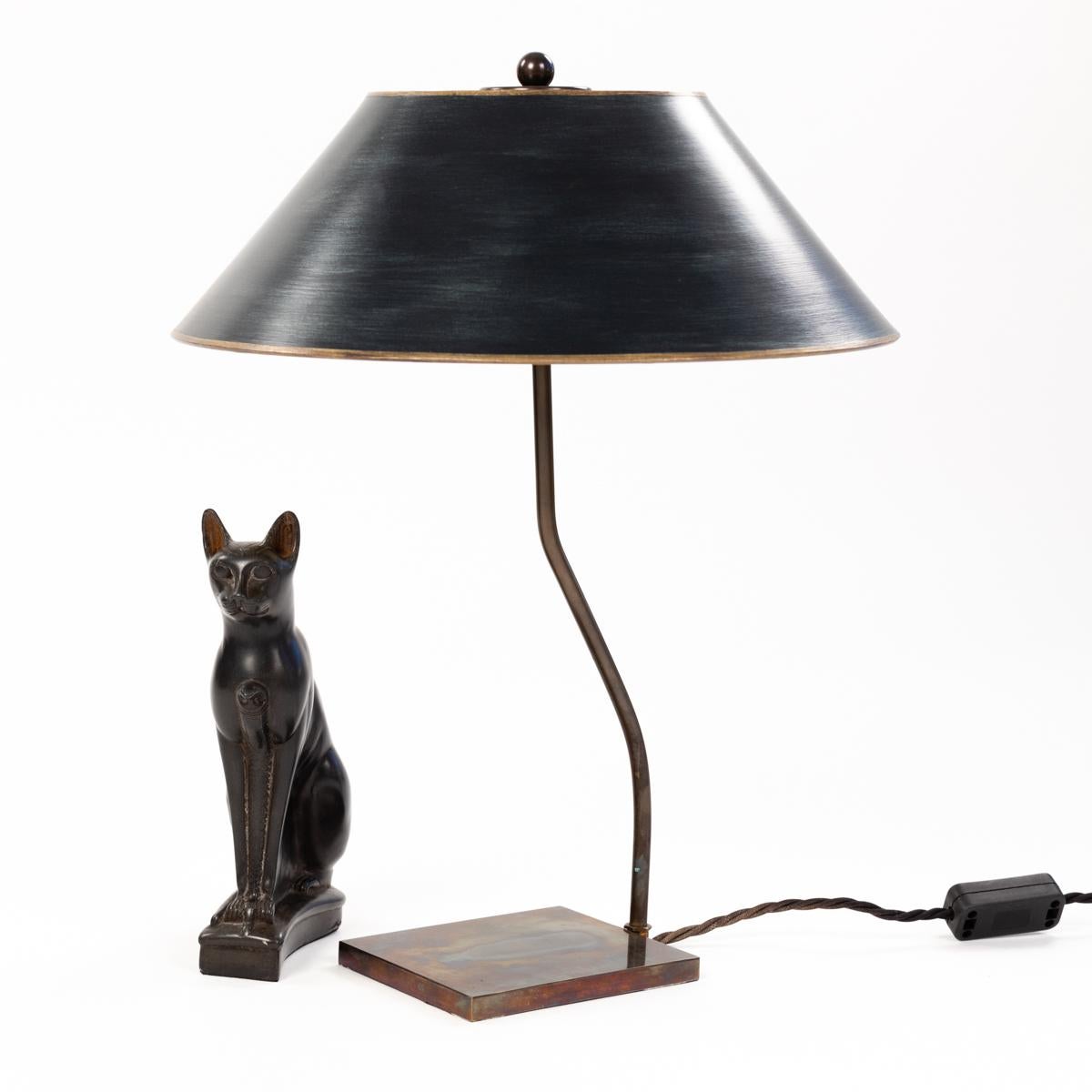 French Art Deco Figural Table Lamp of a Sitting Stone Cat God France, 1940-Ies For Sale 3