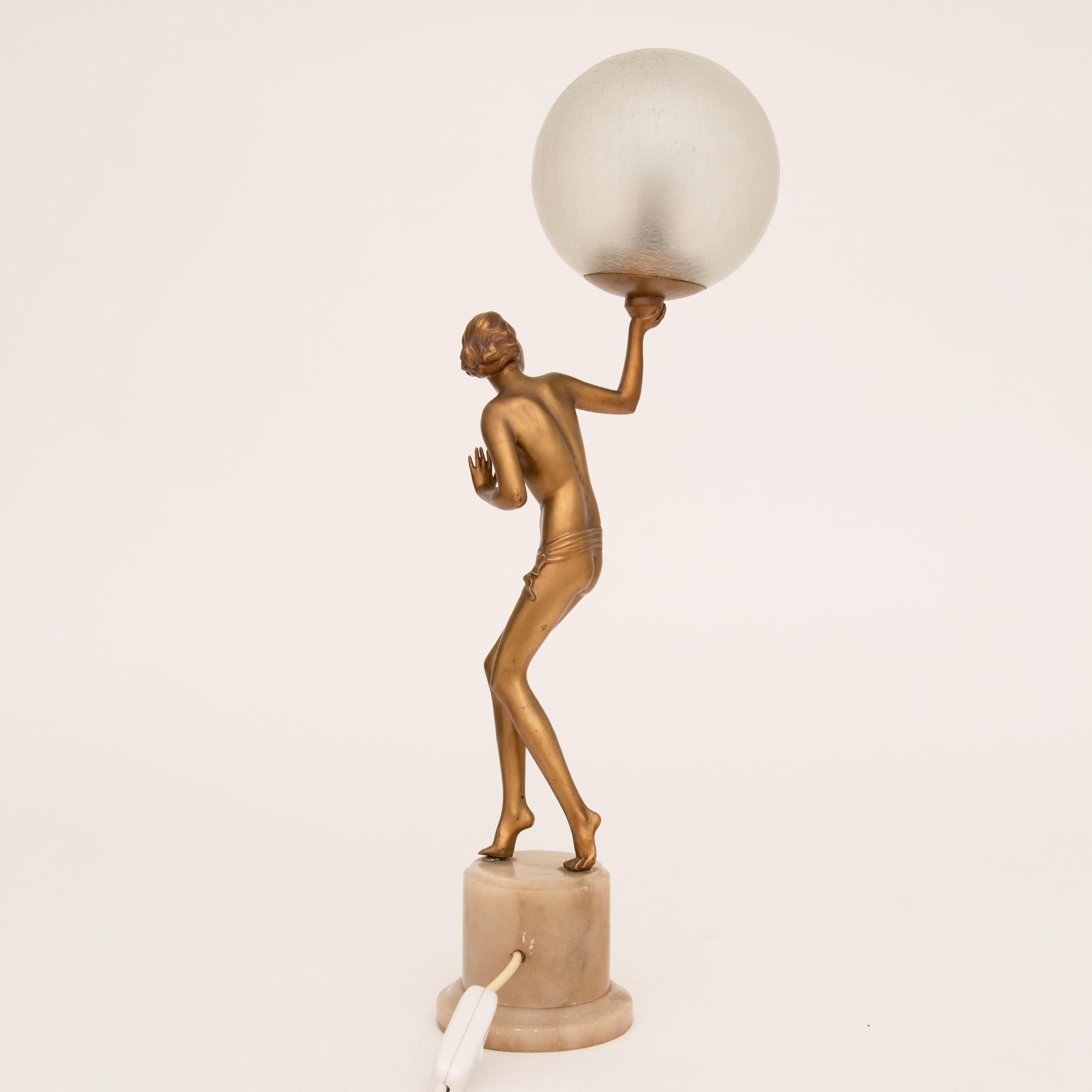 French Art Deco Figure Lamp by Josef Lorenzl In Good Condition In London, GB