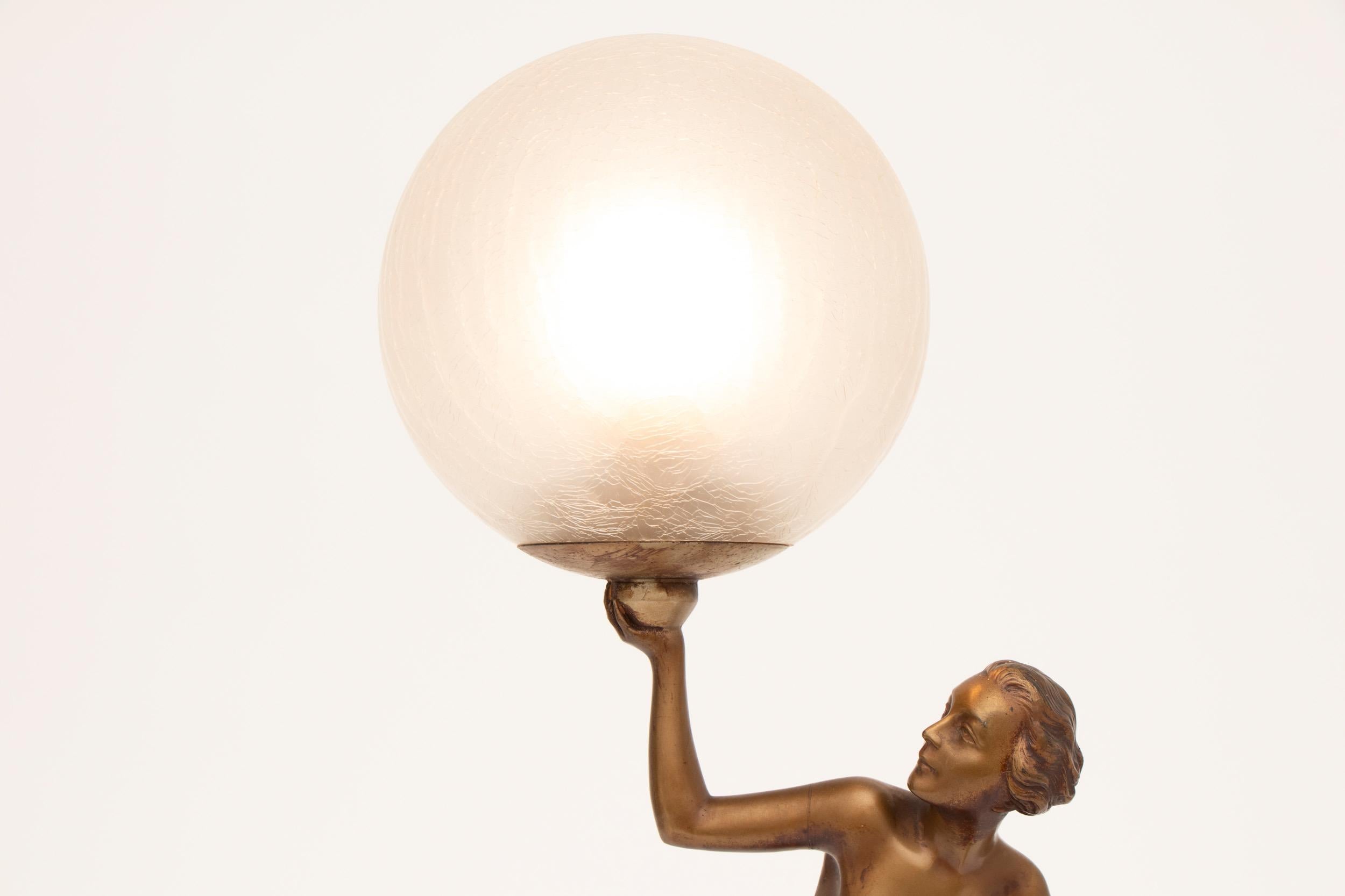 French Art Deco Figure Lamp by Josef Lorenzl For Sale 2