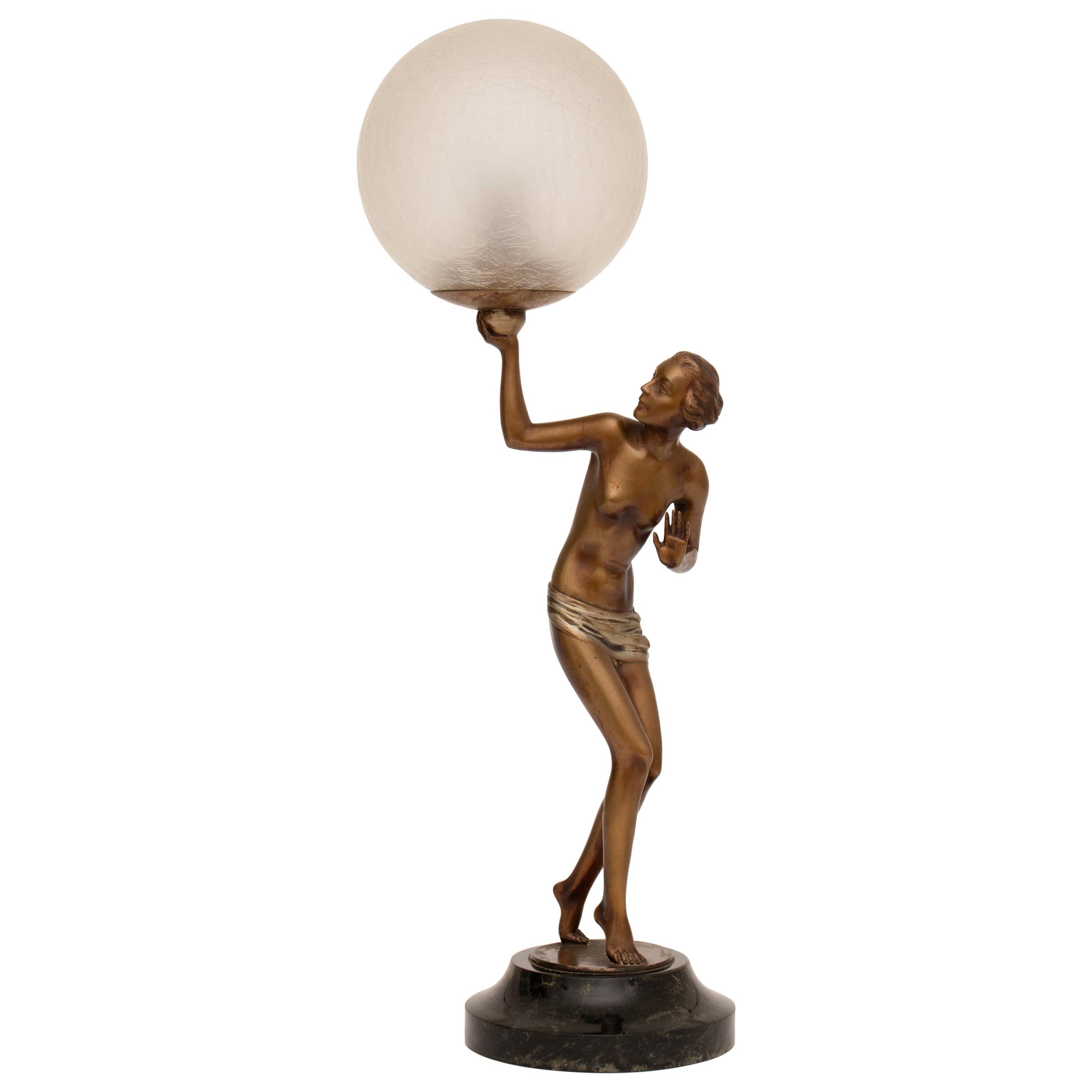 French Art Deco Figure Lamp by Josef Lorenzl For Sale