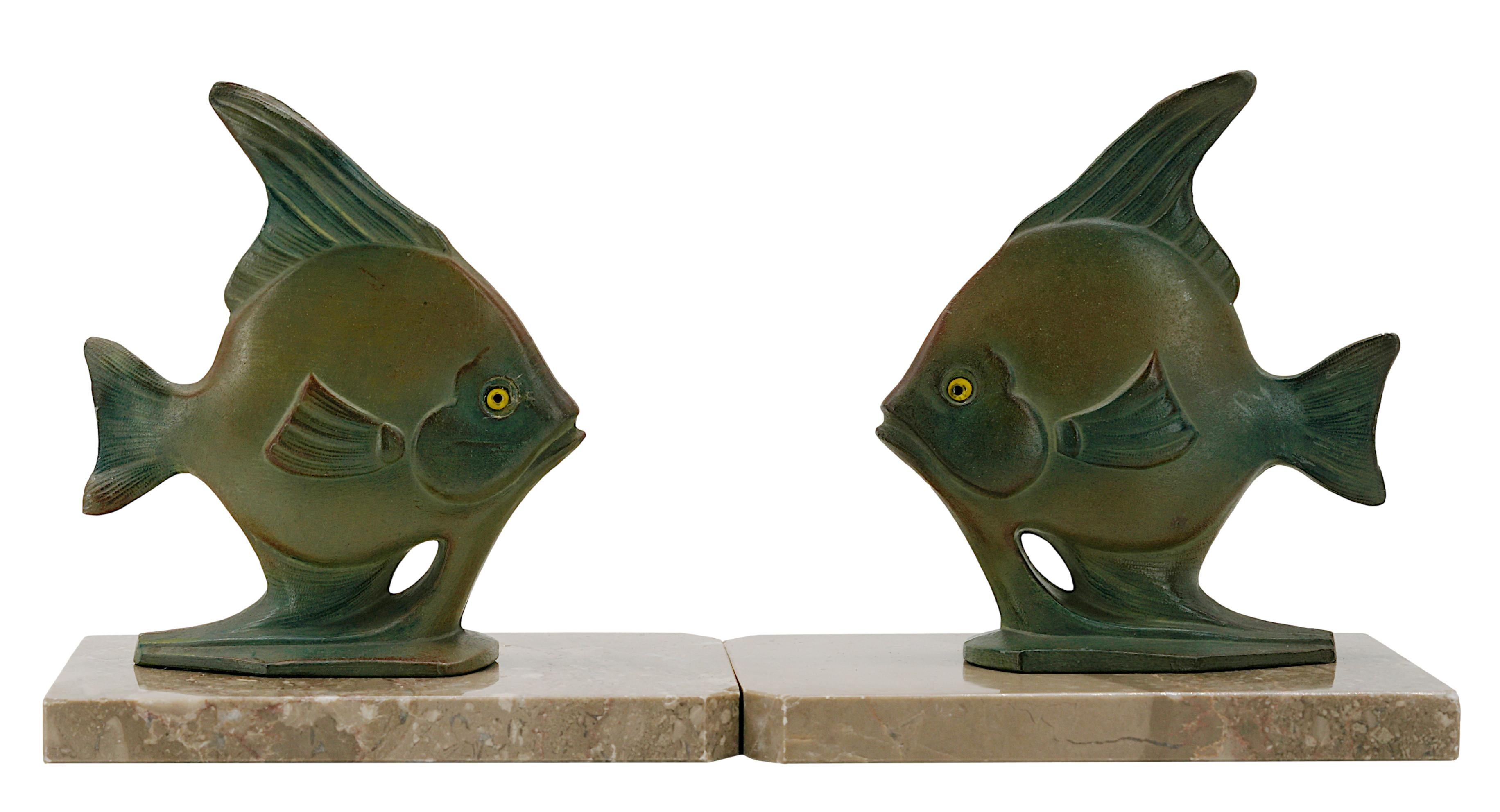 French Art Deco Fishes Bookends, 1920 For Sale 1