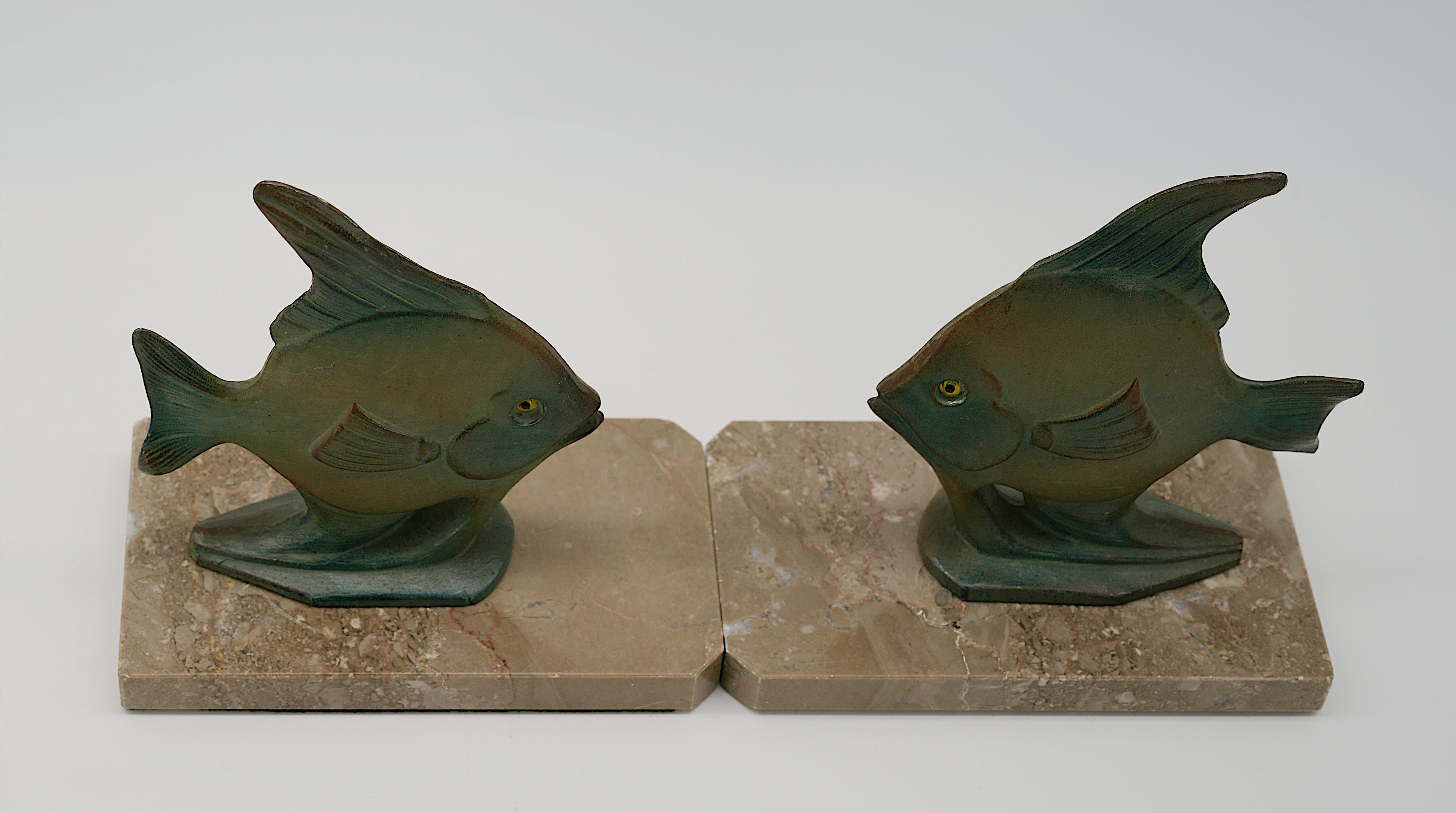 French Art Deco Fishes Bookends, 1920 For Sale 2