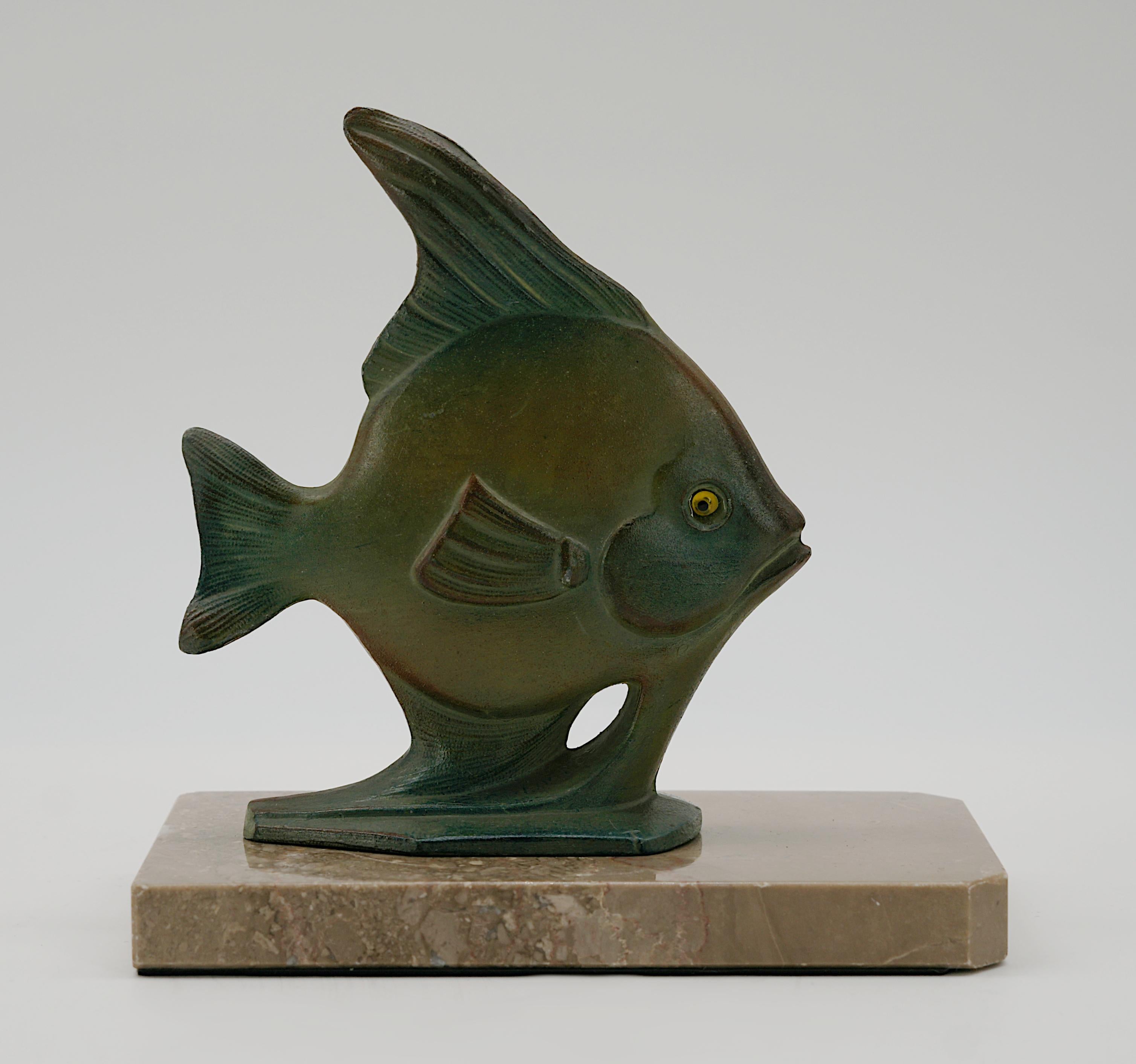 French Art Deco Fishes Bookends, 1920 For Sale 4