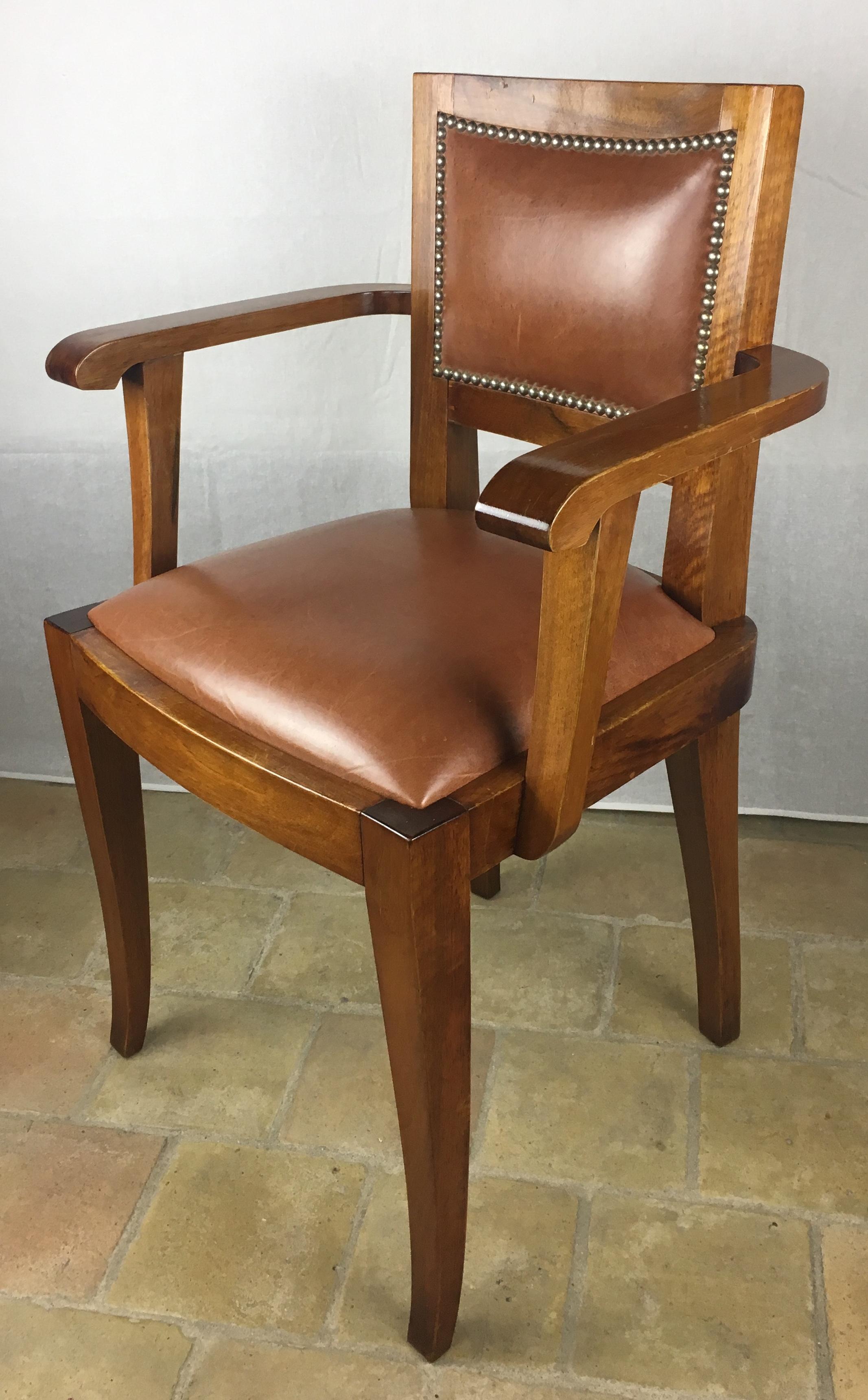 20th Century French Art Deco Five-Drawer Desk and Armchair Set