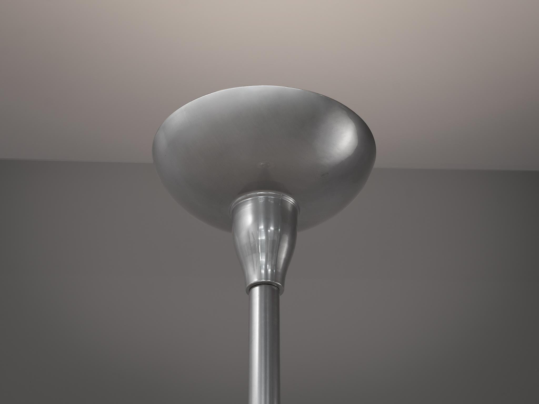 French Art Deco Floor Lamp in Aluminum  In Good Condition For Sale In Waalwijk, NL