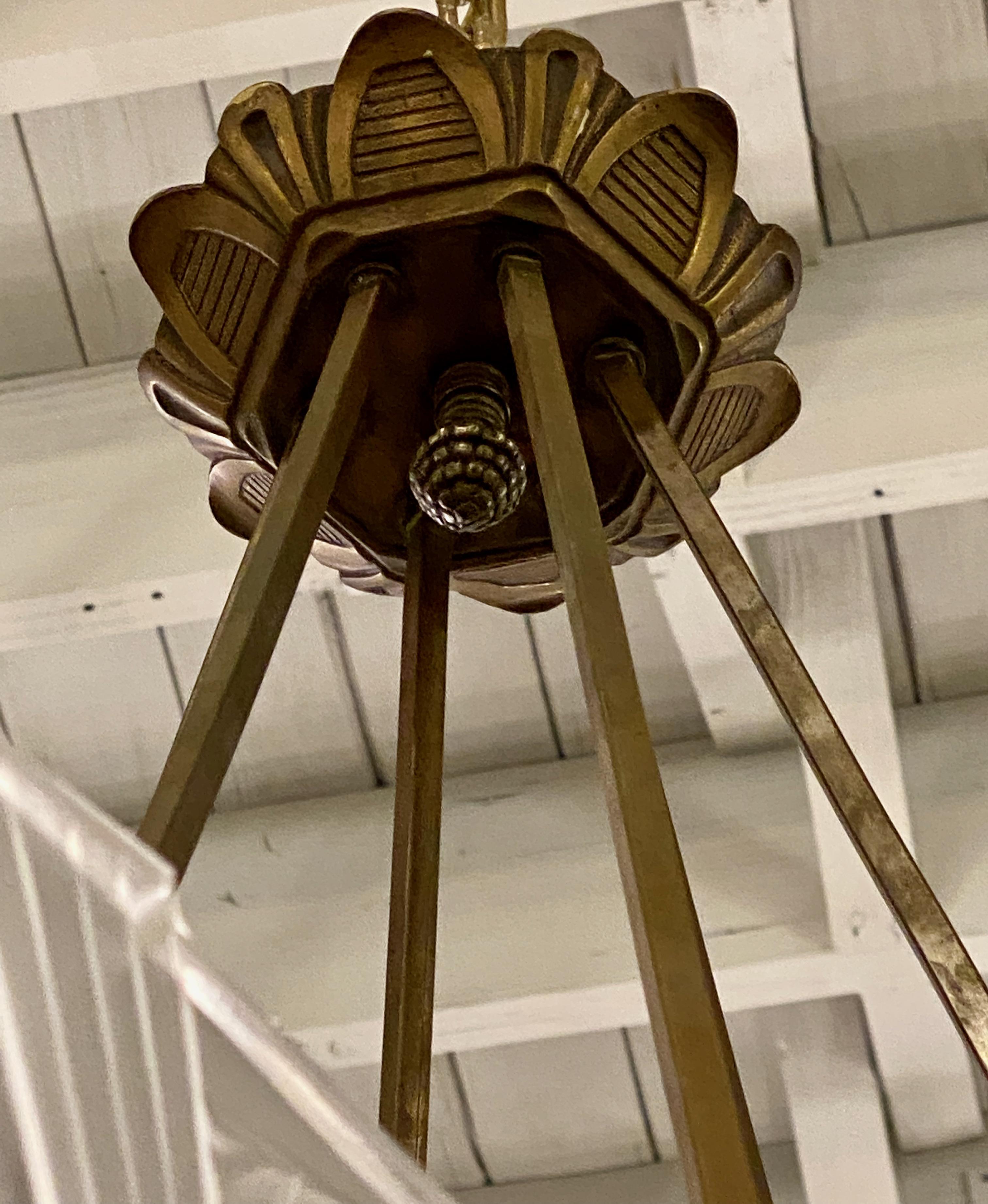 French Art Deco Floral Chandelier For Sale 2