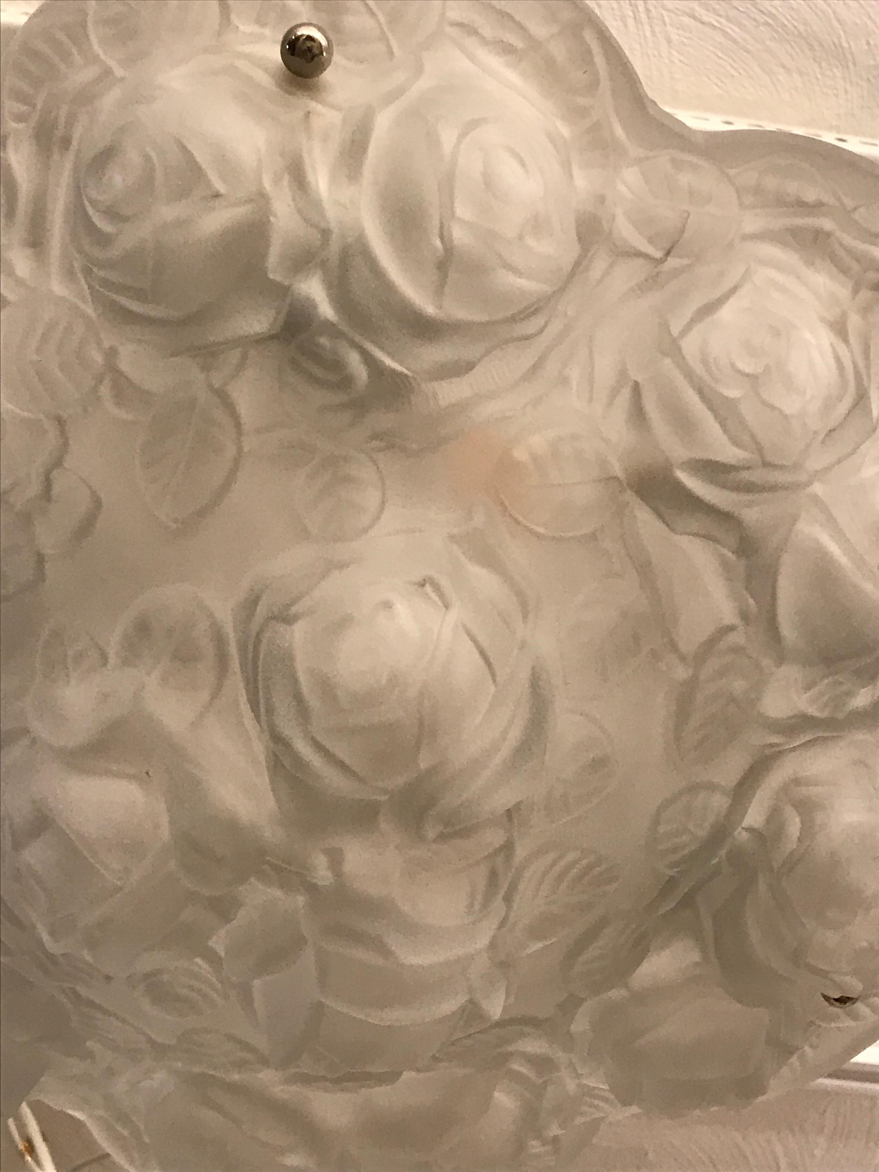 Lustre Art déco français à fleurs signé par Verdun en vente 2