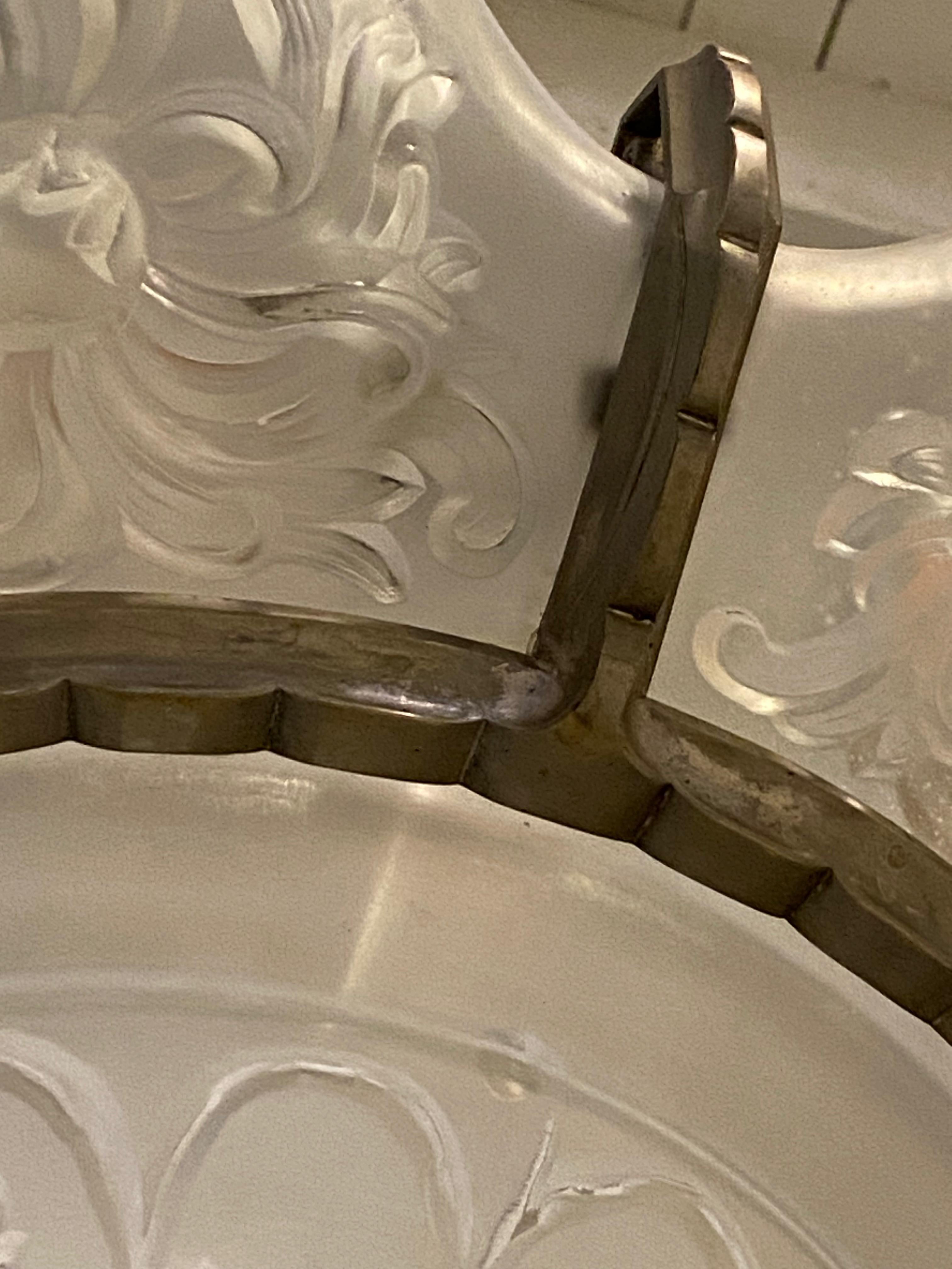 French Art Deco Floral Chandelier Signed Sabino For Sale 2