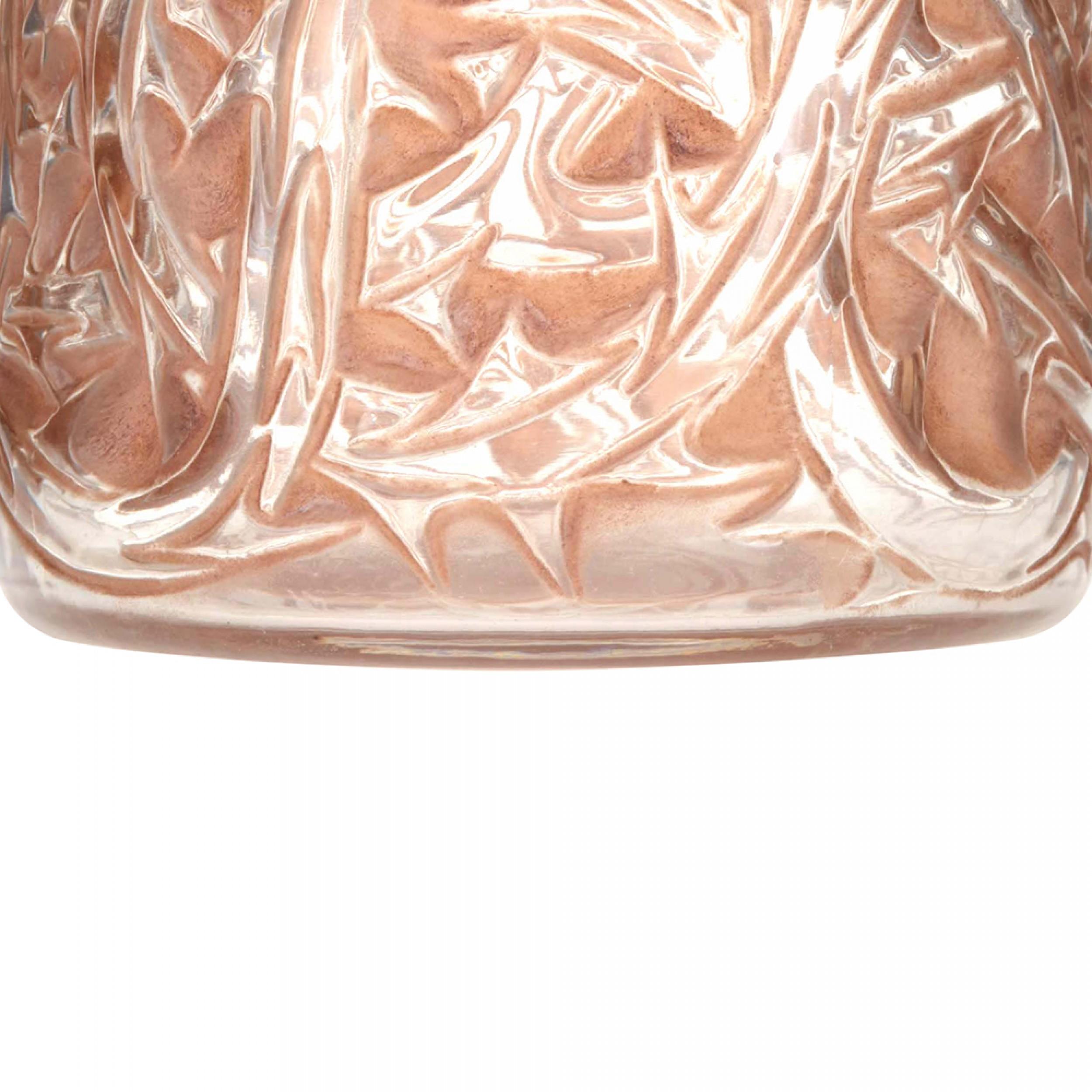 Hand-Crafted French Art Deco Floral Lalique Perfume Bottle For Sale