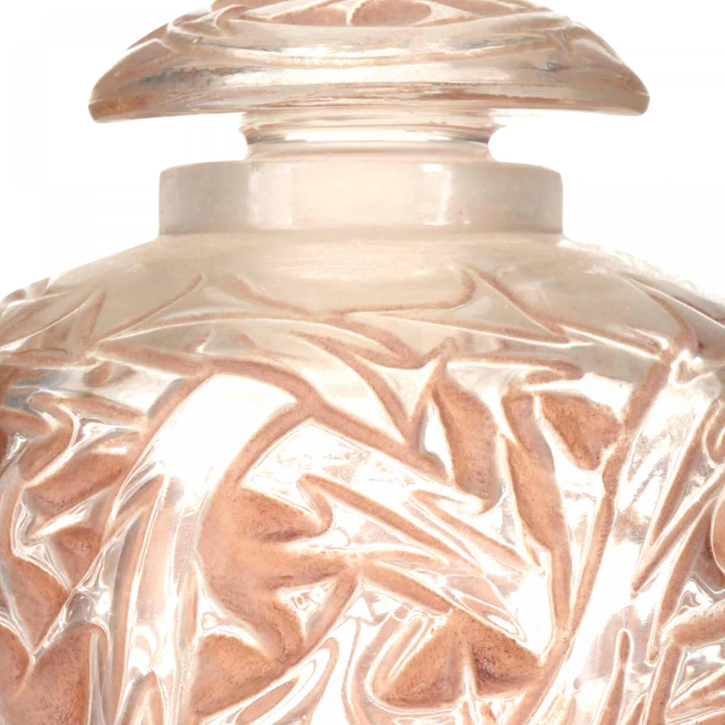 20th Century French Art Deco Floral Lalique Perfume Bottle For Sale