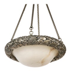 French Art Deco Floral Pendant Chandelier