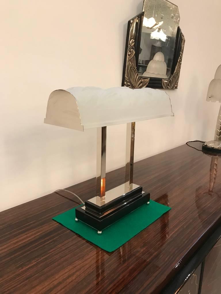 French Art Deco Table Lamp Signed by Sabino 5