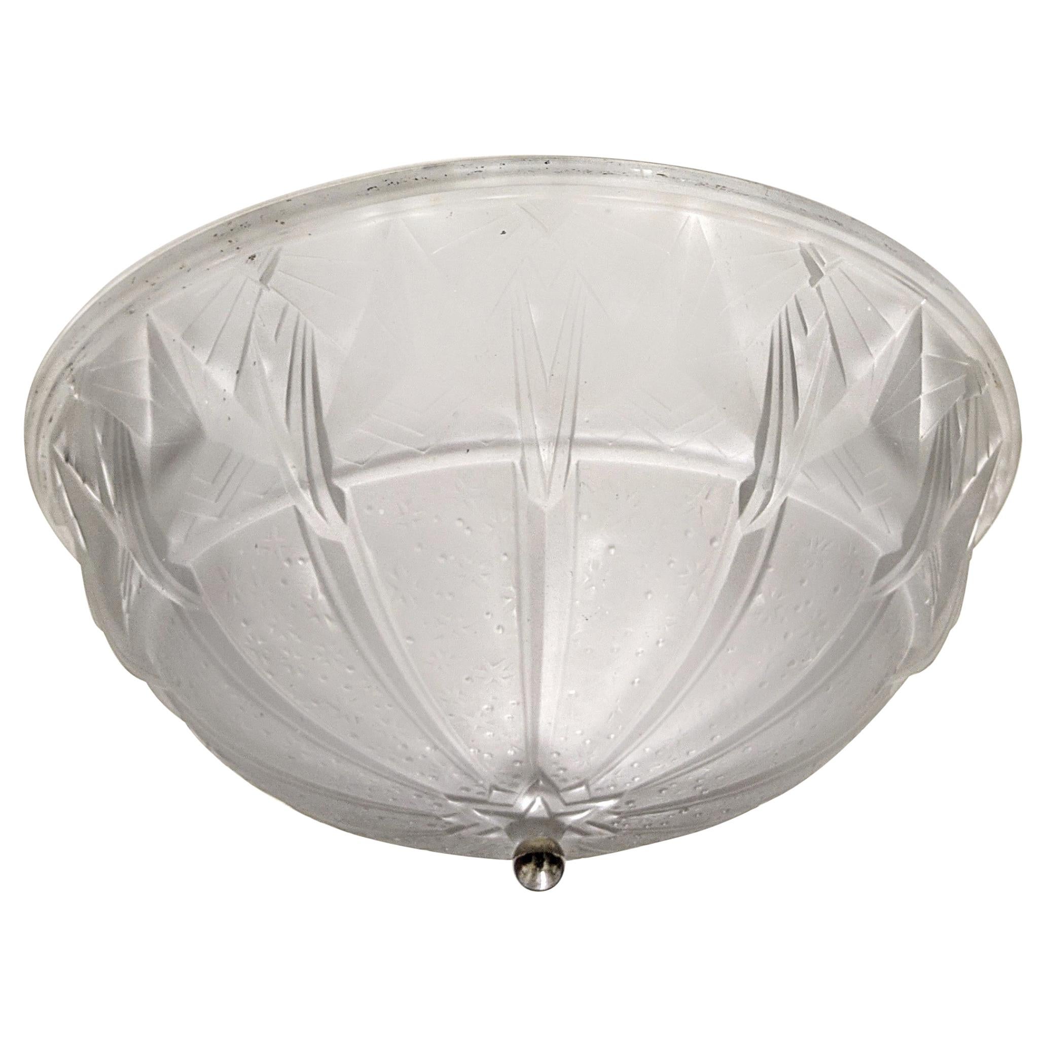 Lampadario francese Art Déco a incasso o a sospensione di Muller Freres