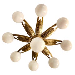 Montatura da incasso art déco francese in bronzo e vetro opalino, Francia 1935