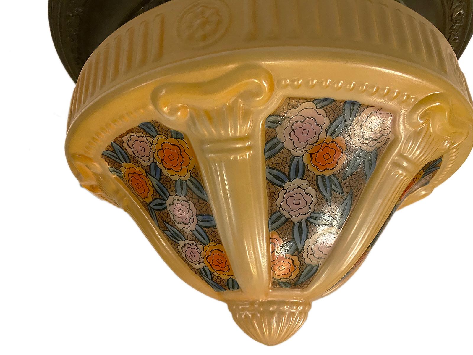 French Art Deco Flushmount Light Fixture In Good Condition For Sale In New York, NY
