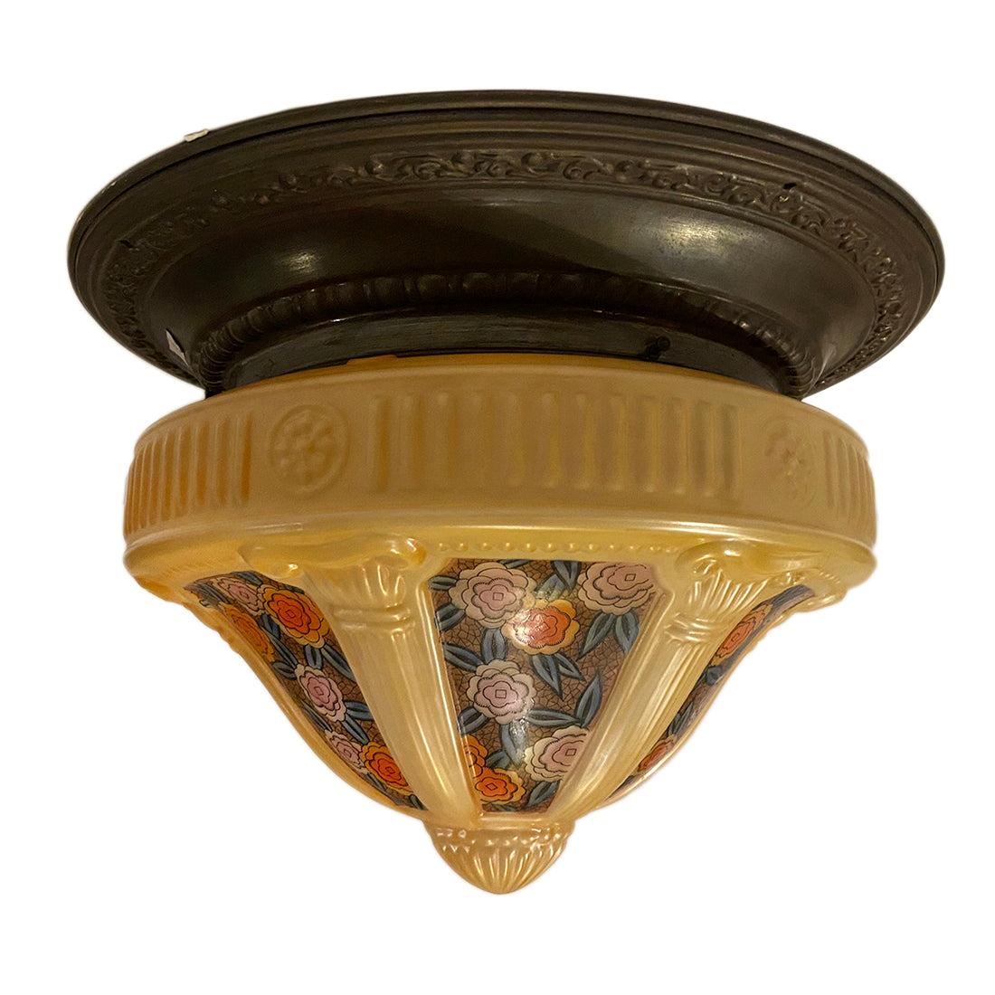French Art Deco Flushmount Light Fixture For Sale