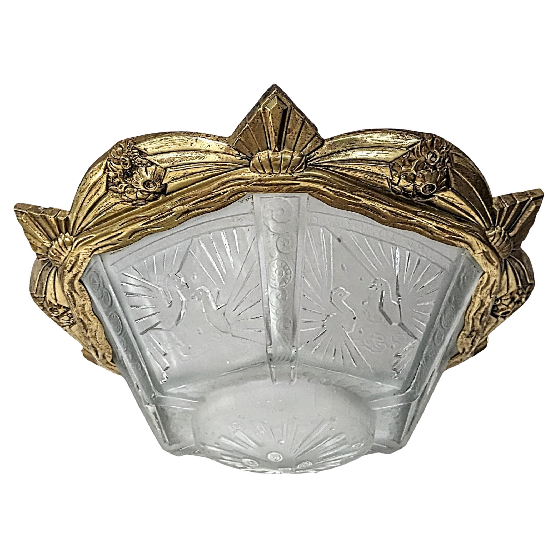 A stunning French Art Deco flush mount was created by the French artist 