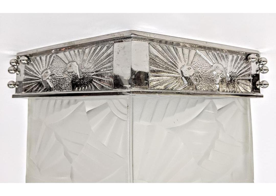 French Art Deco Flush Mount Signed by Degue 5