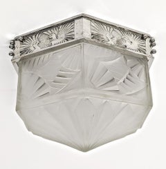 French Art Deco Flush Mount Signed by Degue