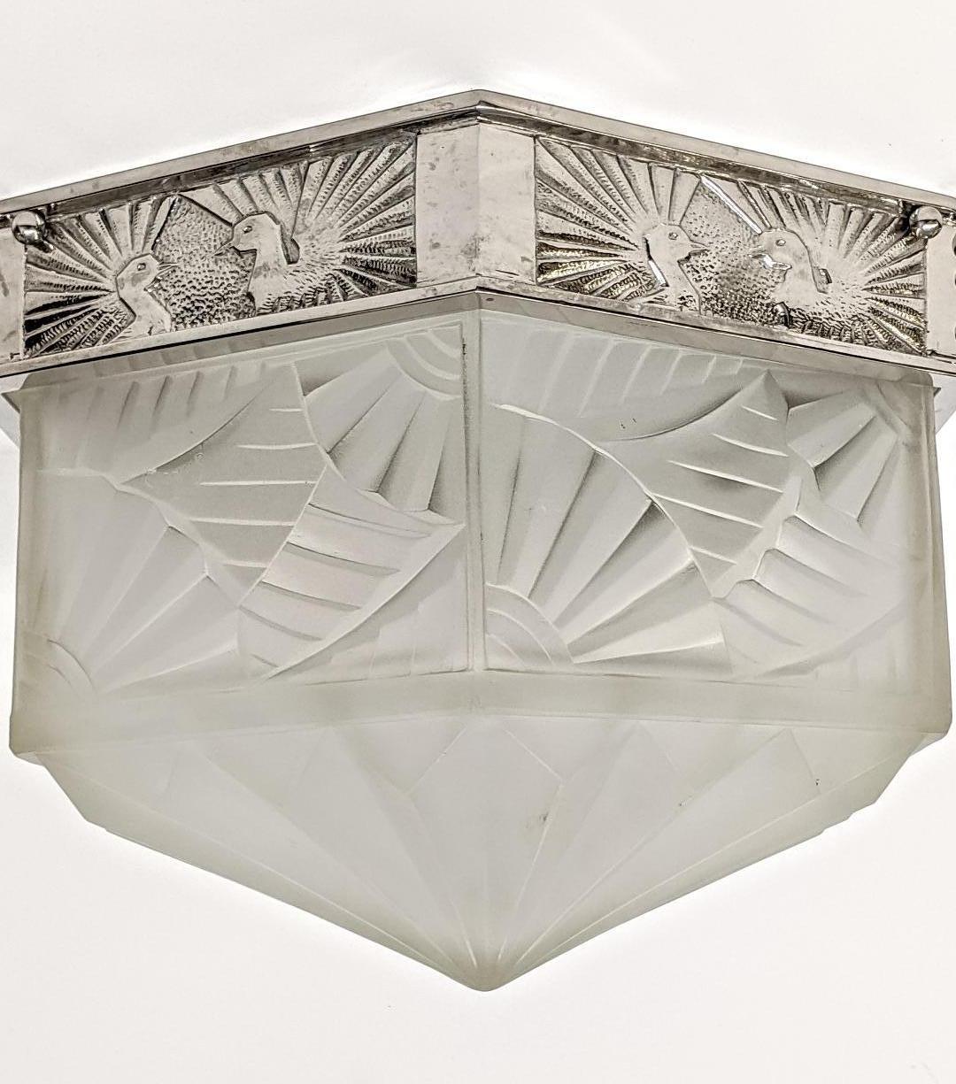 20th Century French Art Deco Flush Mount Signed by Degue