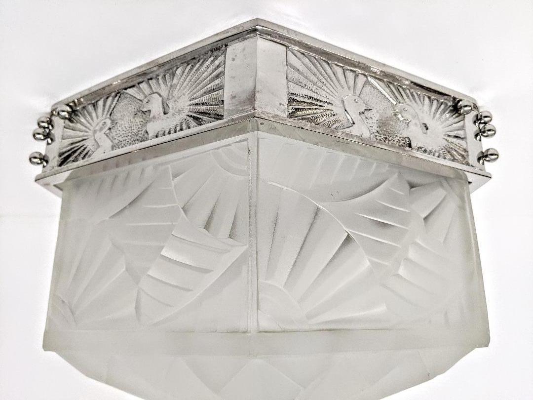 French Art Deco Flush Mount Signed by Degue 2