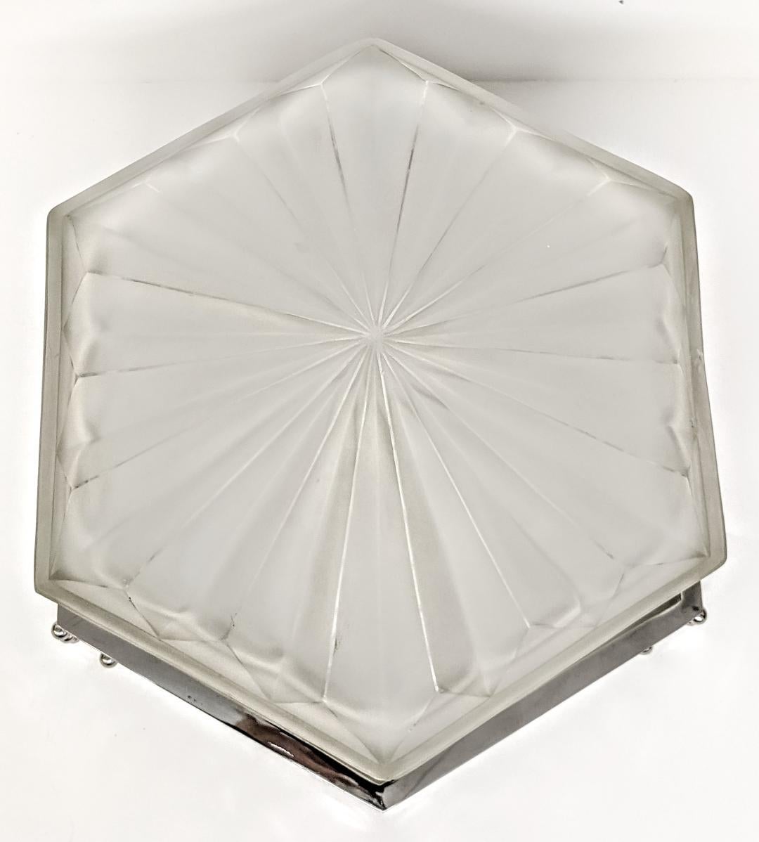 French Art Deco Flush Mount Signed by Degue 3