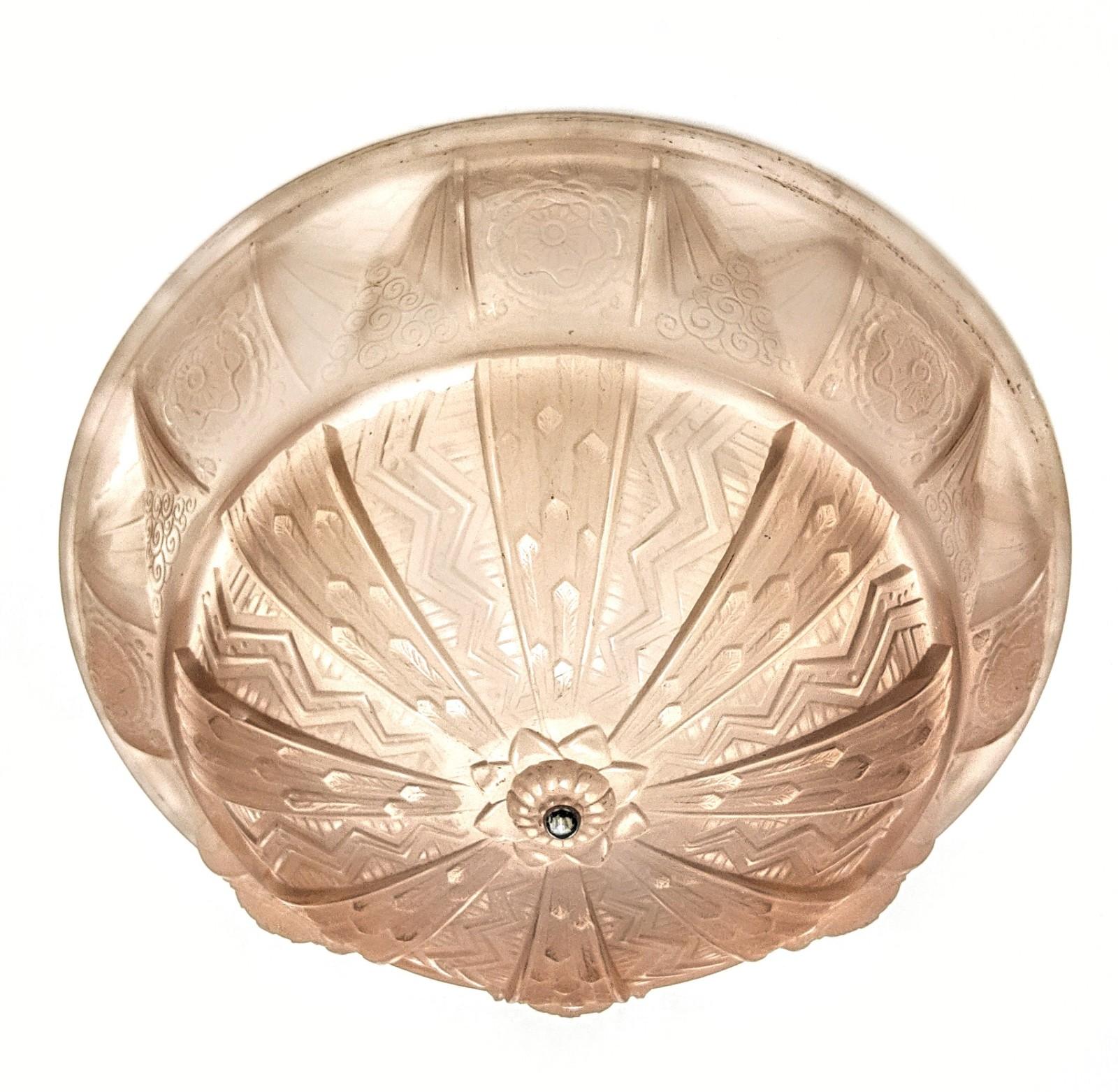 A stunning grand scale French Art Deco flush mount which was created by the French artist 