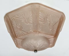 Lustre à suspension ou encastré Art Déco français signé par Muller Freres