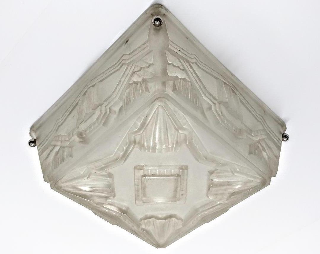 French Art Deco Square shaped flush mount created by 