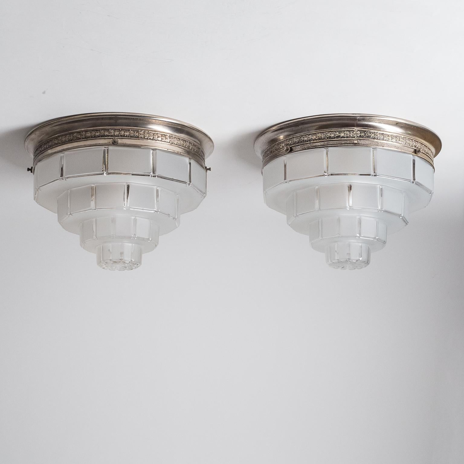 French Art Deco Flush Mounts, circa 1930 3