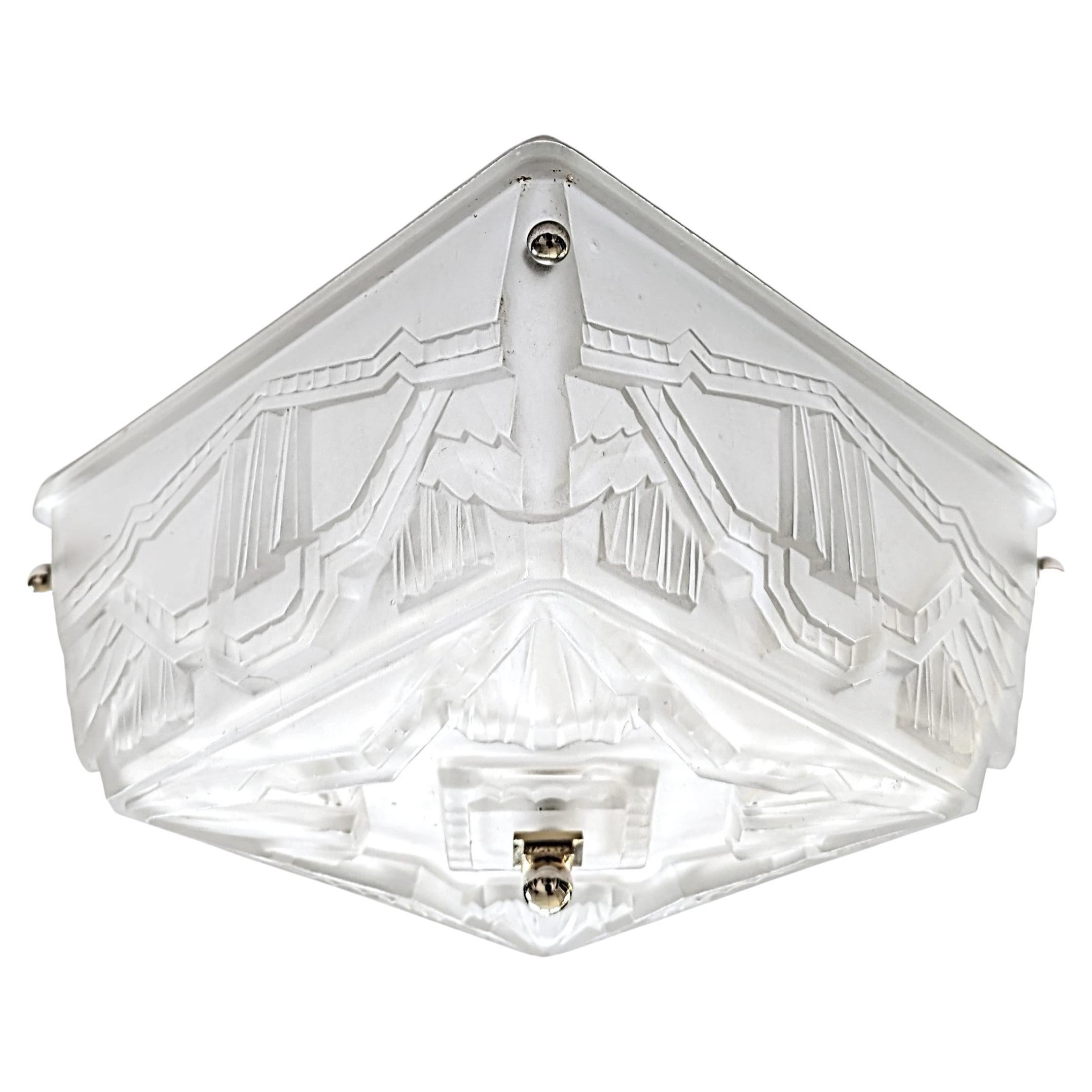 French Art Deco Flush Mount or Pendant Chandelier by Sabino (Pair Available)