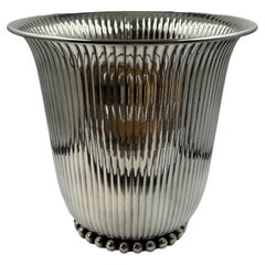 French Art Deco Fluted Silvered Metal Centerpiece Bowl, Jean Després