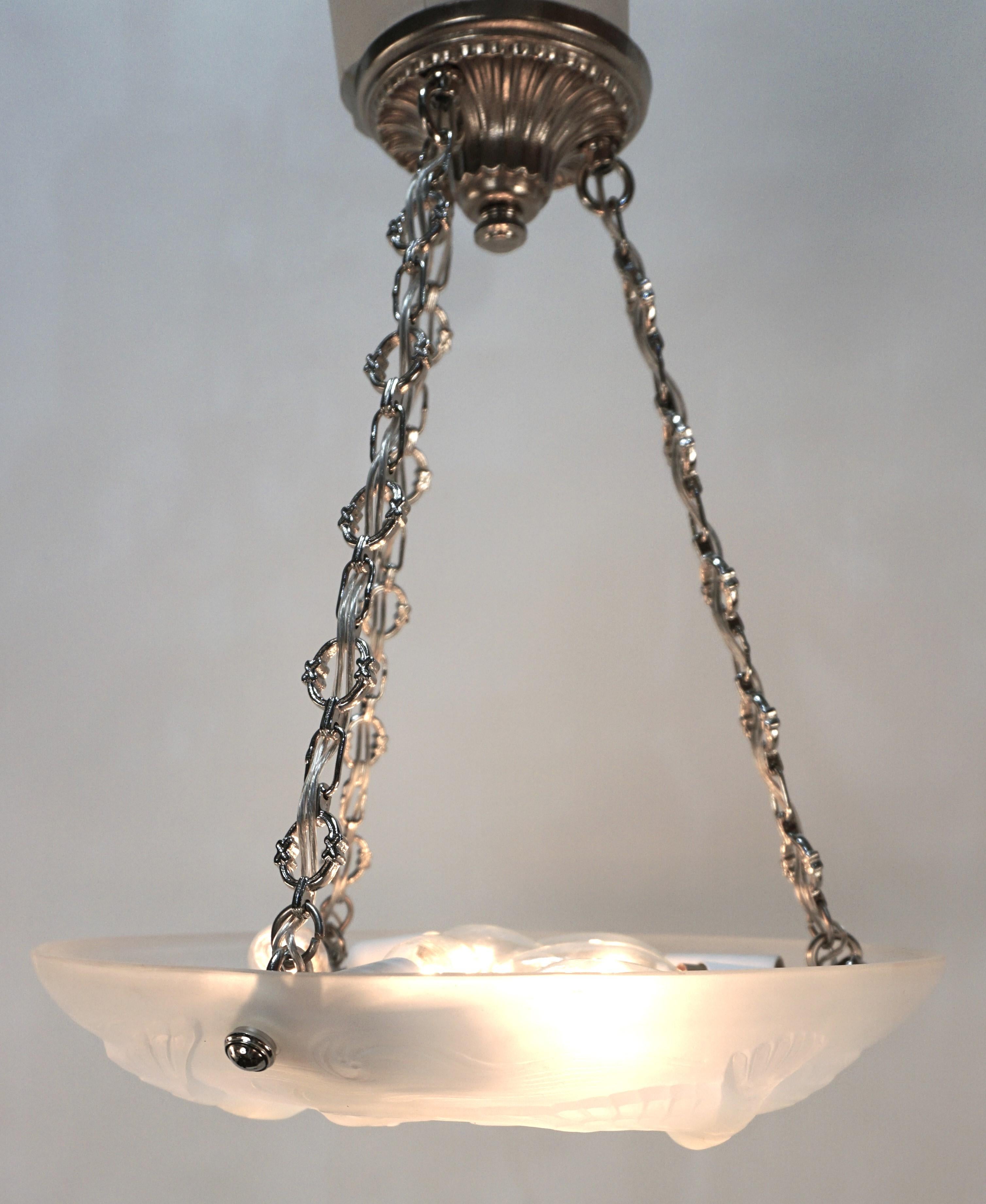 French Art Deco Flying Bird and Fish Chandelier  #1 2