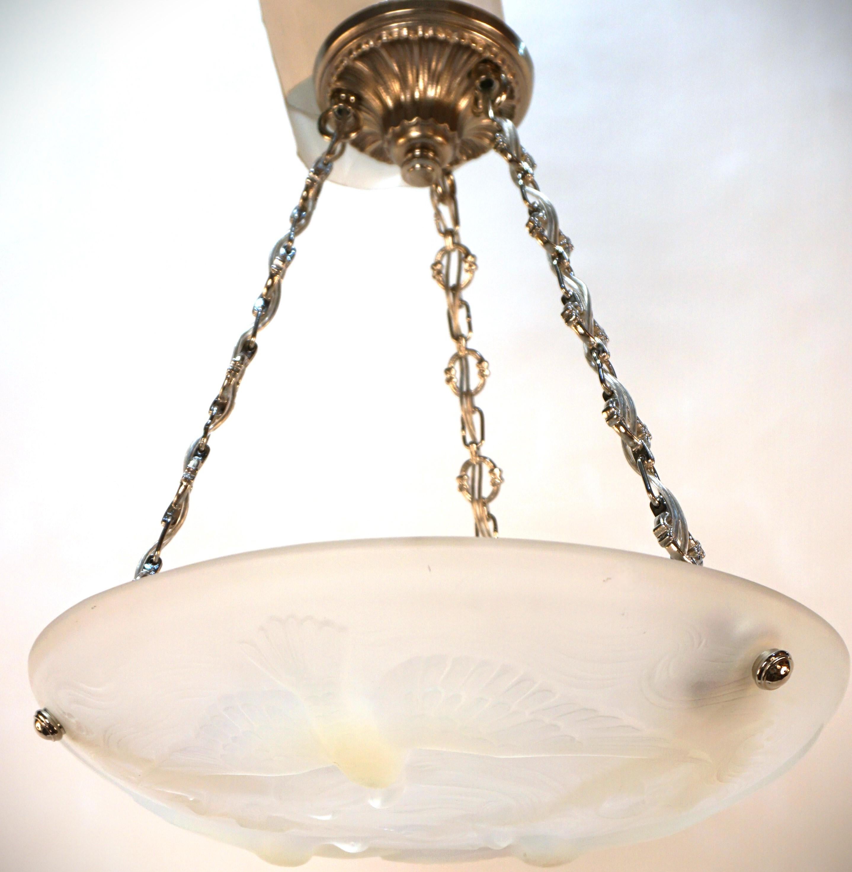 French Art Deco Flying Bird and Fish Chandelier  #1 4