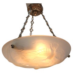 French Art Deco Flying Bird and Fish Chandelier  #1