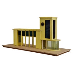 French Art Deco Folk Art Architectural Model of a Bus Station, France, 1930s