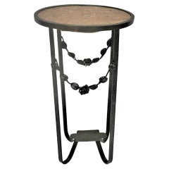 French Art Deco Forged Iron and Marble Table