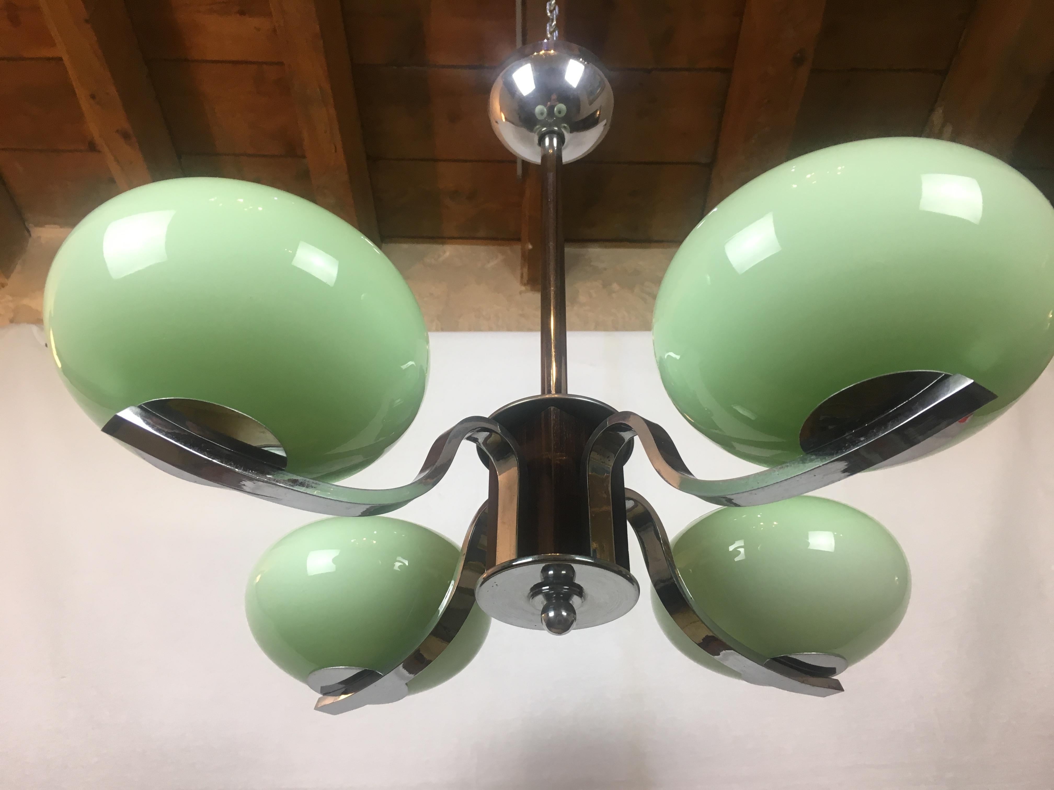 French Art Deco Four-Arm Chandelier or Pendant In Good Condition In Miami, FL