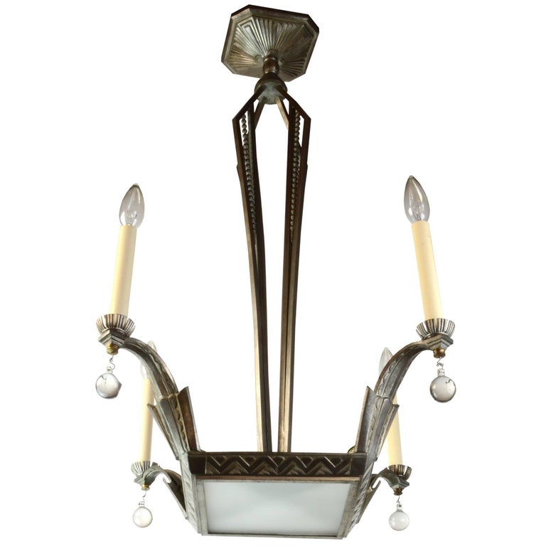 French Art Deco FourCandle Chandelier at 1stDibs