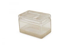 French Art Deco Frosted Geometric Design Lidded Glass Box