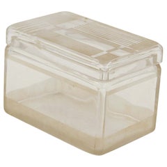 French Art Deco Frosted Geometric Design Lidded Glass Box