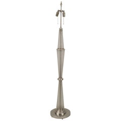 French Art Deco Frosted Glass Floor Lamp, Chrome Fittings, 1940s