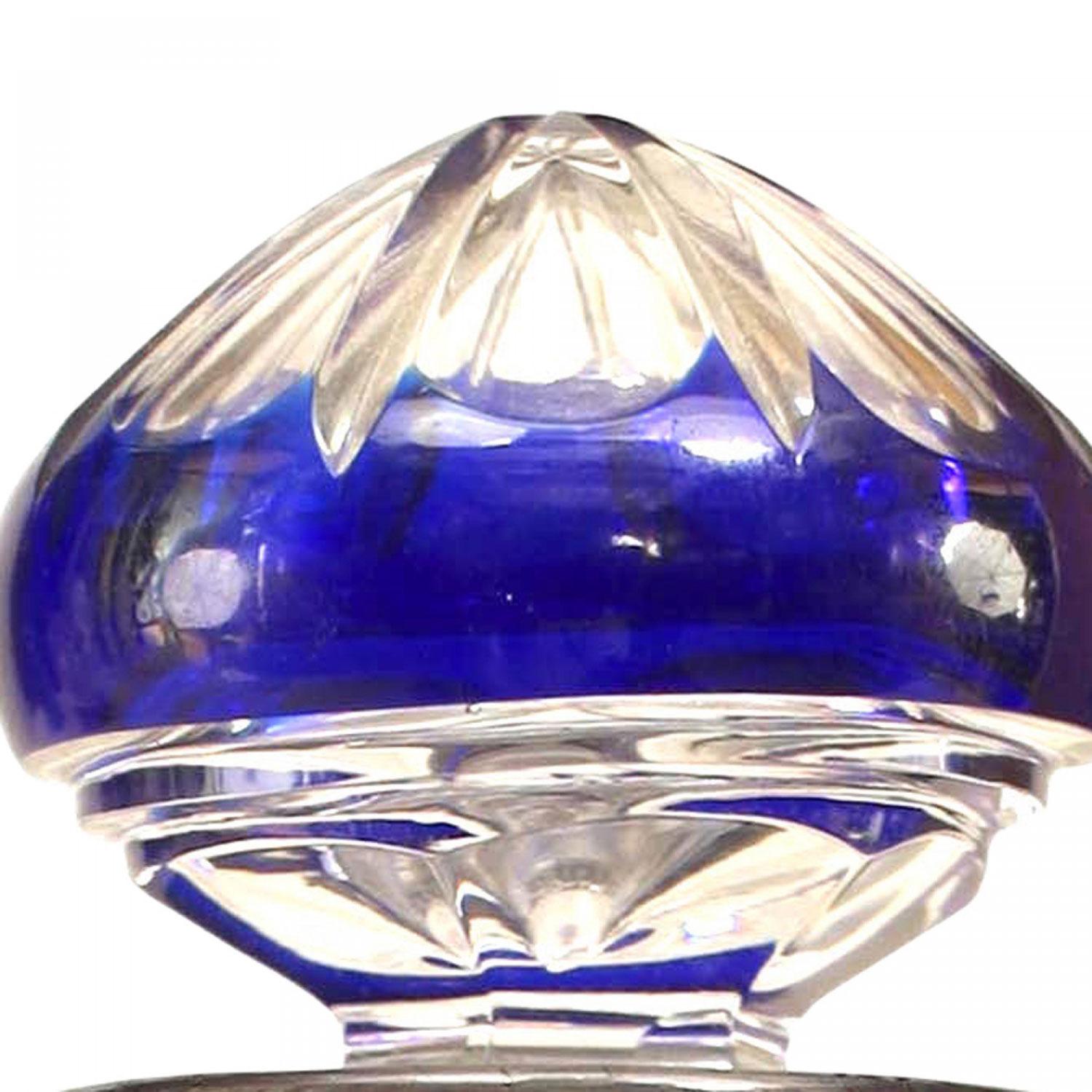2 frascos de perfume franceses Art Decó de vidrio esmerilado de forma cilíndrica con decoración floral azul (DAUM NANCY) PRECIO CADA UNO)