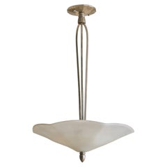 Lampada a sospensione in vetro smerigliato in stile Art Déco francese di David Guéron, anni ’30